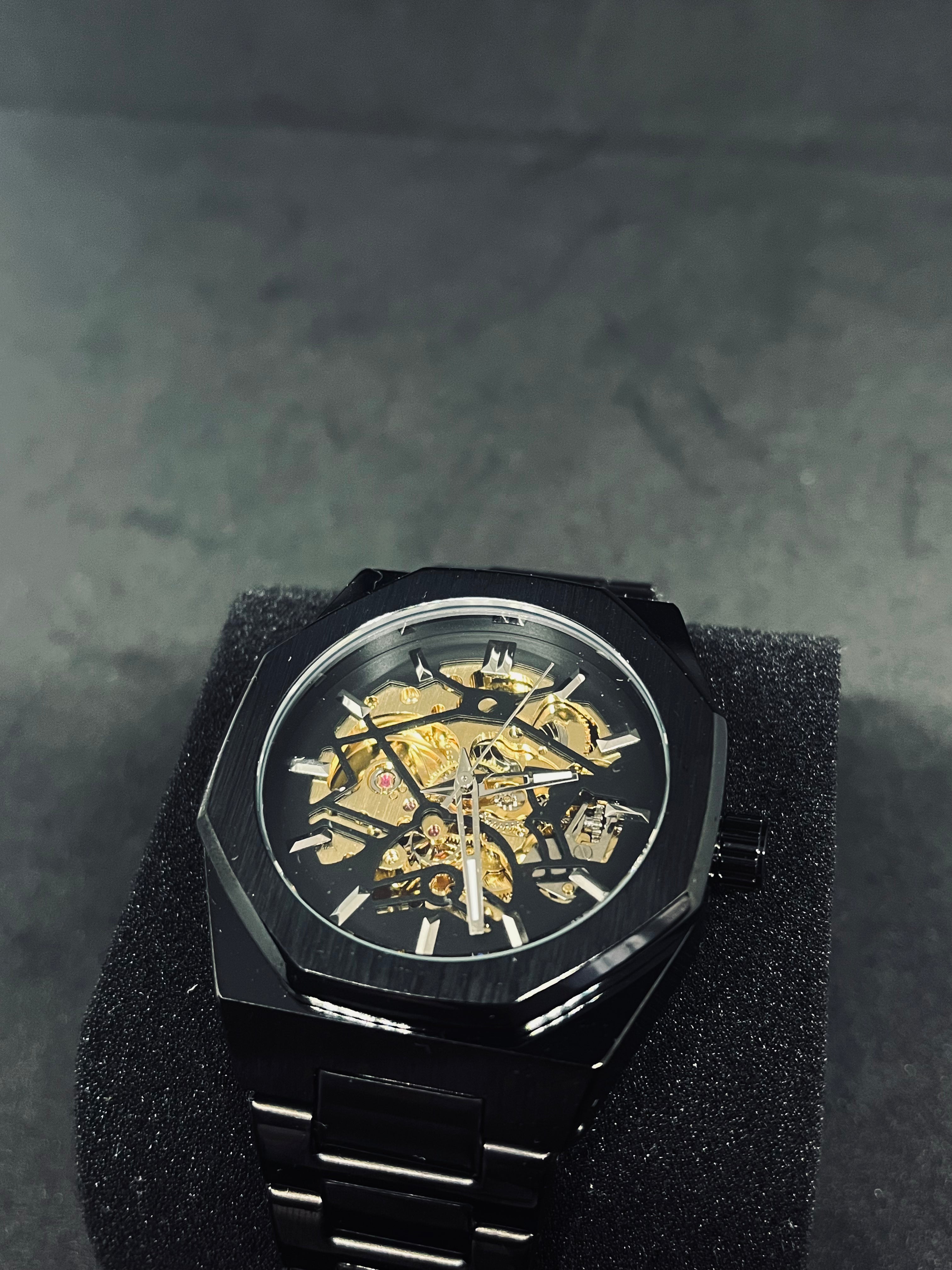 RoyalPulse Obsidian Skeleton – Automatic Black Stainless Steel