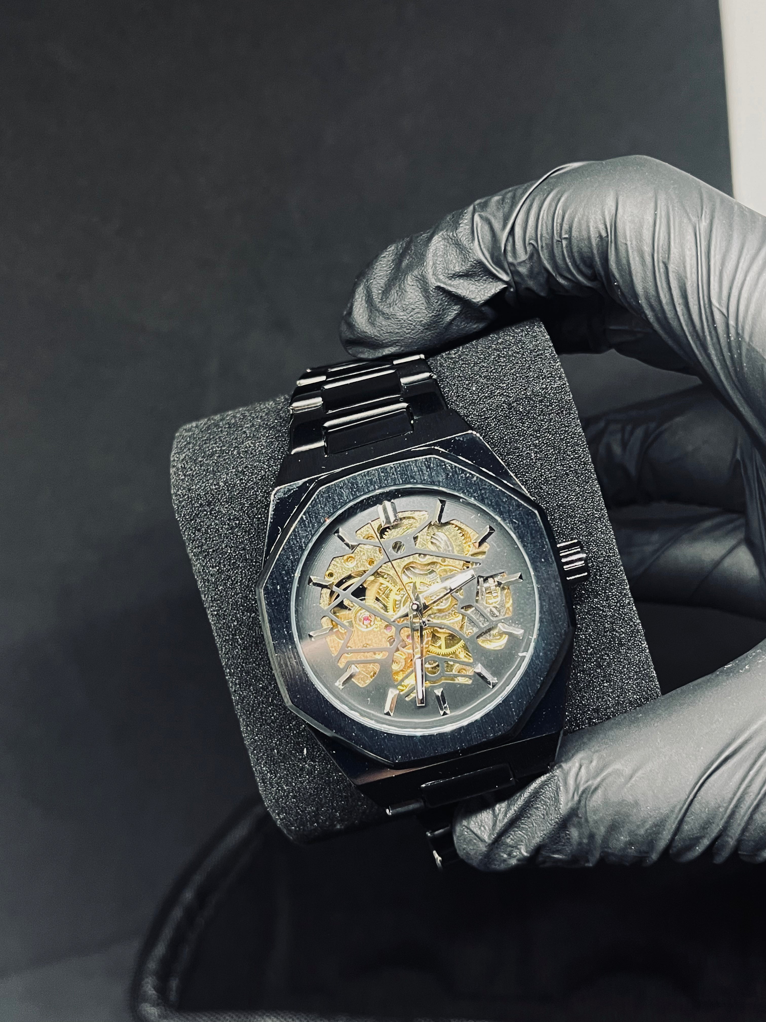 RoyalPulse Obsidian Skeleton – Automatic Black Stainless Steel