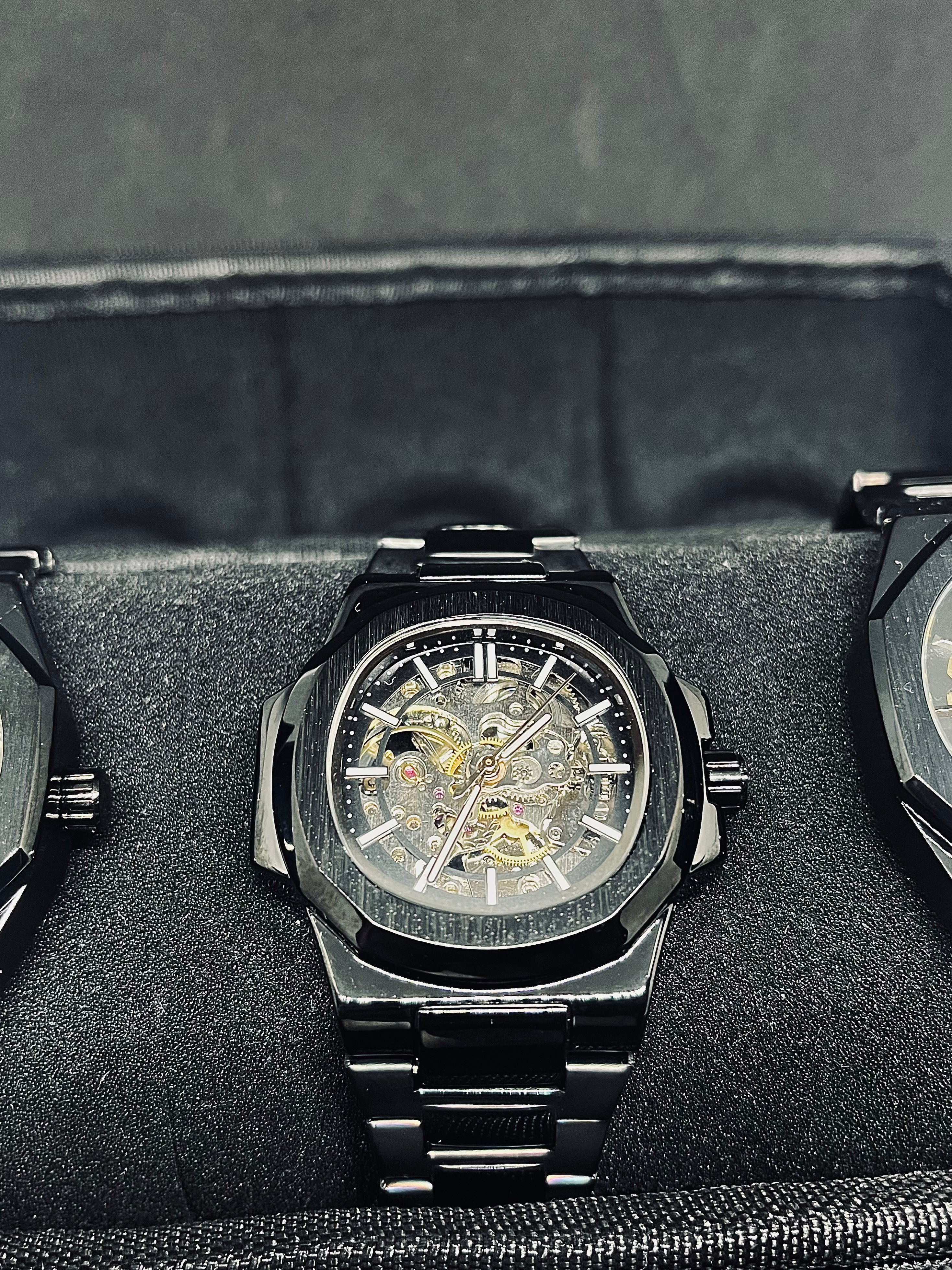 RoyalPulse Apex Skeleton – Automatyczny Zegarek Męski Full Black