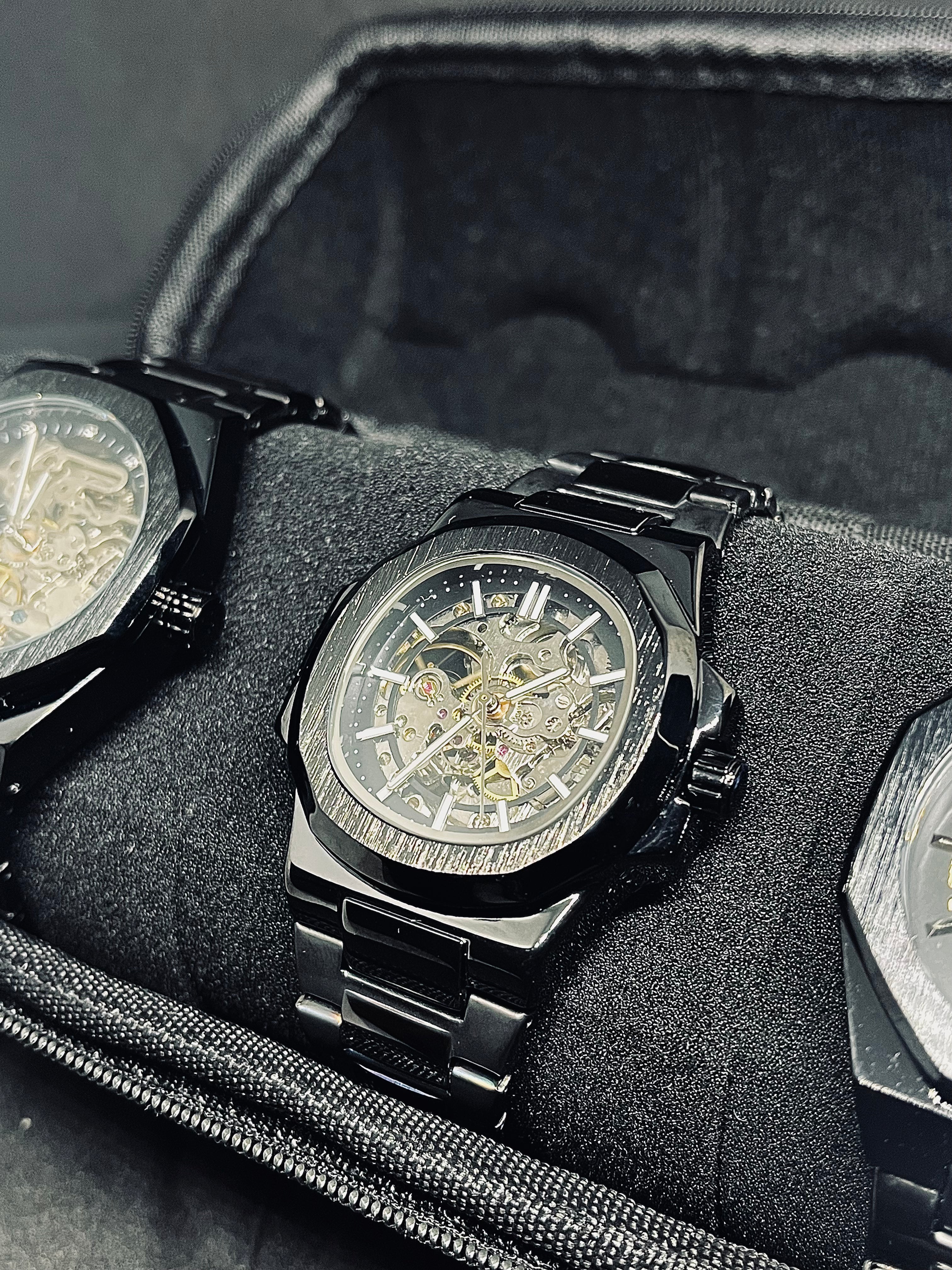 RoyalPulse Apex Skeleton – Automatyczny Zegarek Męski Full Black
